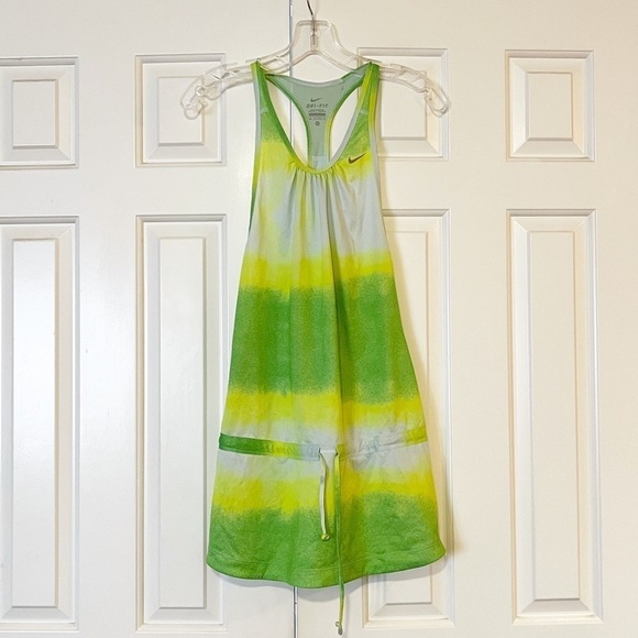 Nike Dri-Fit Sleeveless Racerback Drawstring green, yellow, white, Dress. XS - Picture 1 of 8